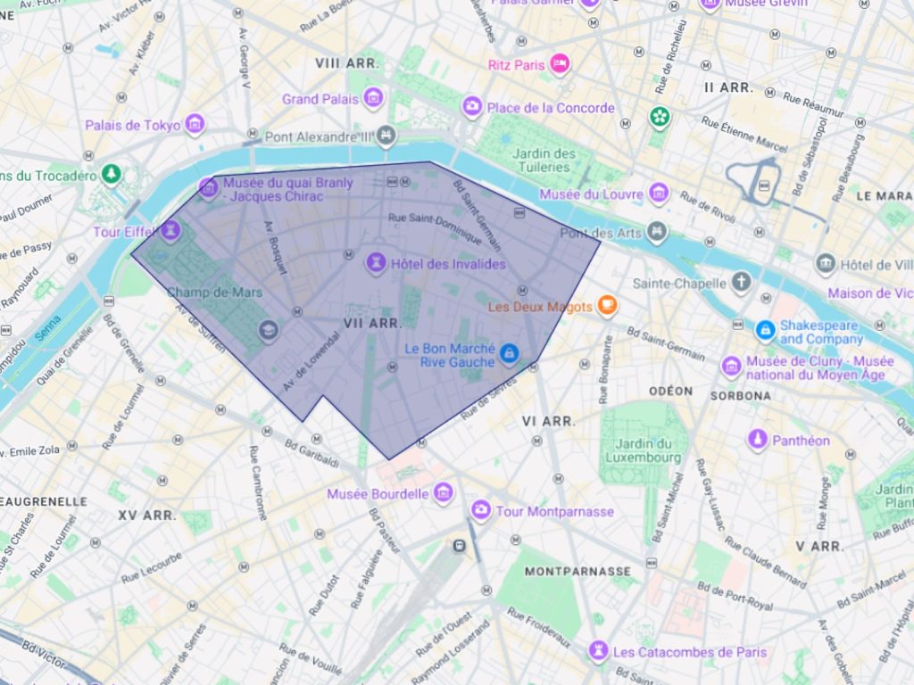 Mappa del 7° arrondissement di Parigi