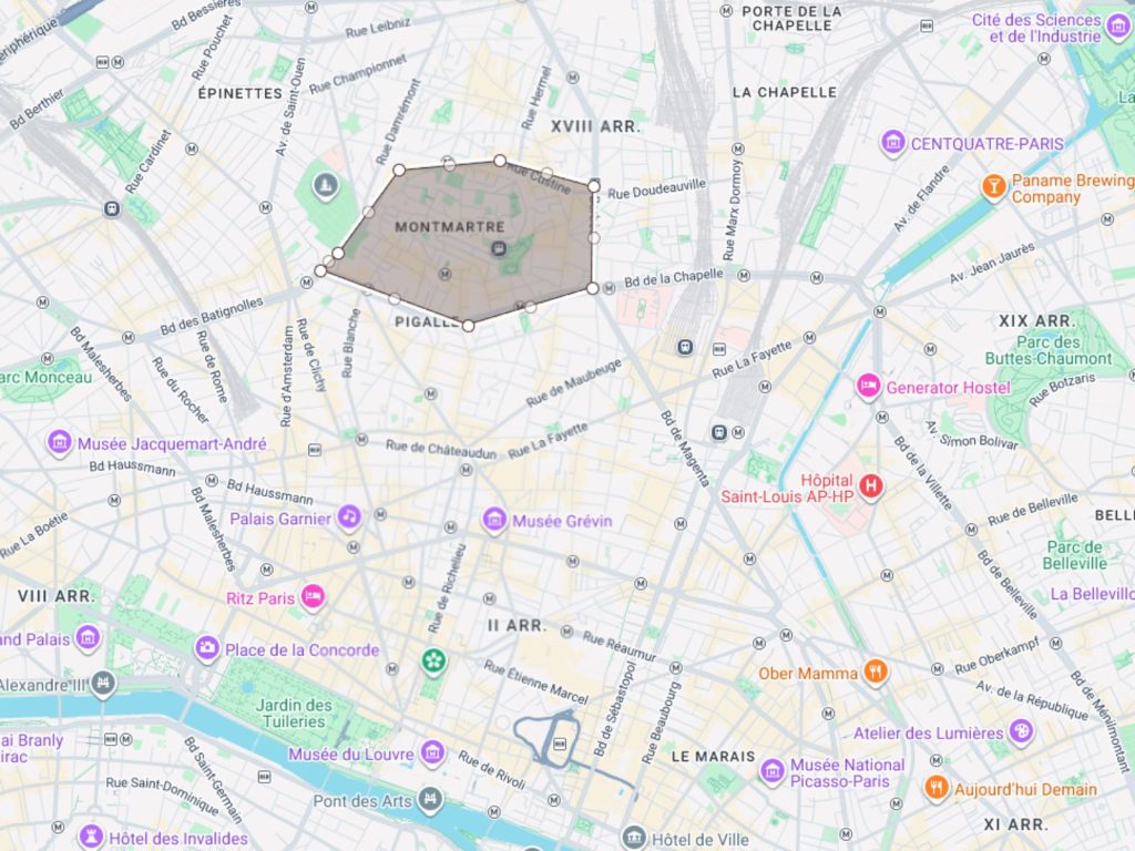 Mappa del quartiere Montmartre